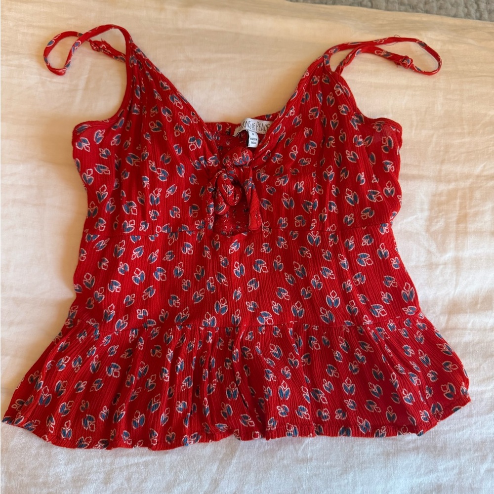 Red Floral Women's Top